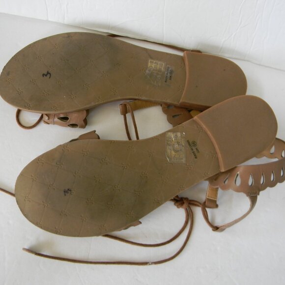 JACK ROGERS "RUBY"TAN LEATHER TIE ANKLE SANDALS SZ 10M - Picture 5 of 7